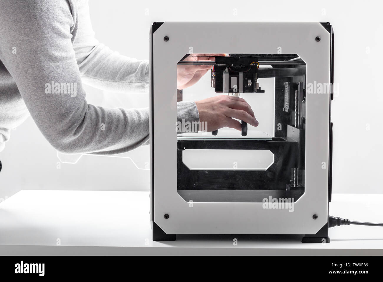 Designer Working With 3D Printer Stock Photo - Alamy