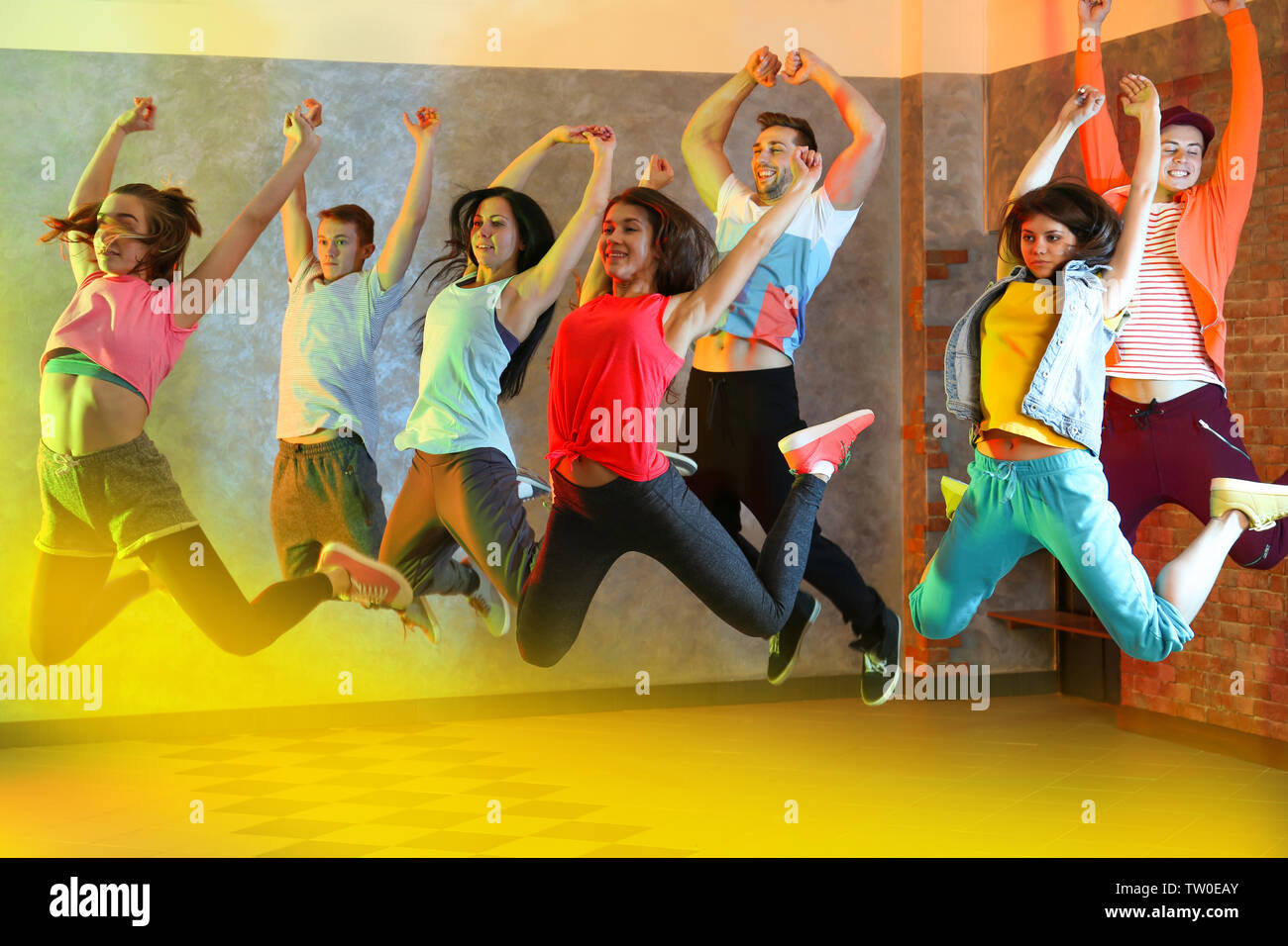 Group of young hip-hop dancers in studio Stock Photo - Alamy