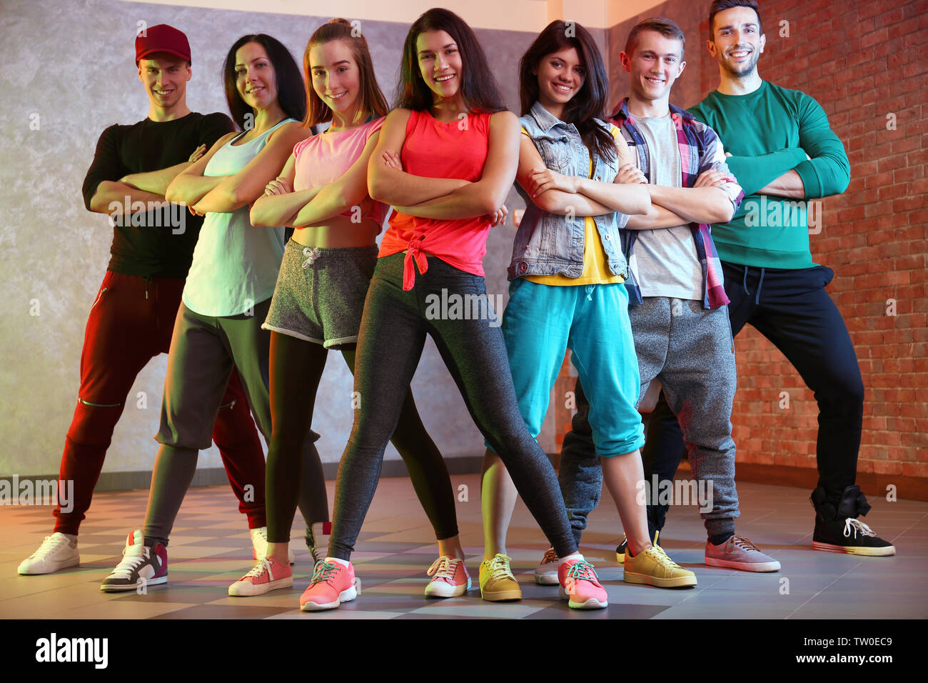 Group of young hip-hop dancers in studio Stock Photo - Alamy