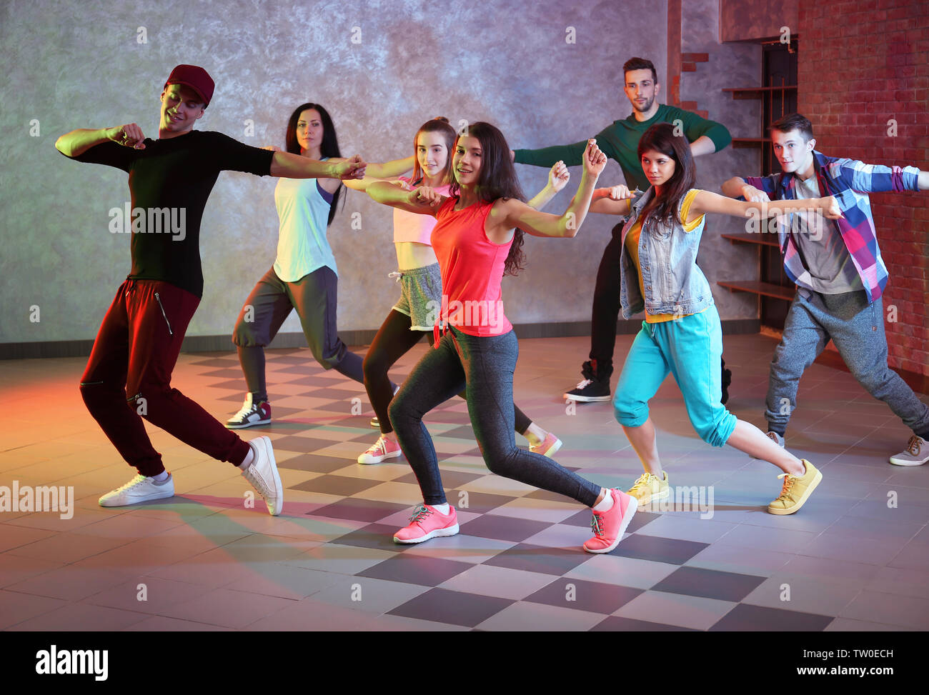Group of young hip-hop dancers in studio Stock Photo - Alamy