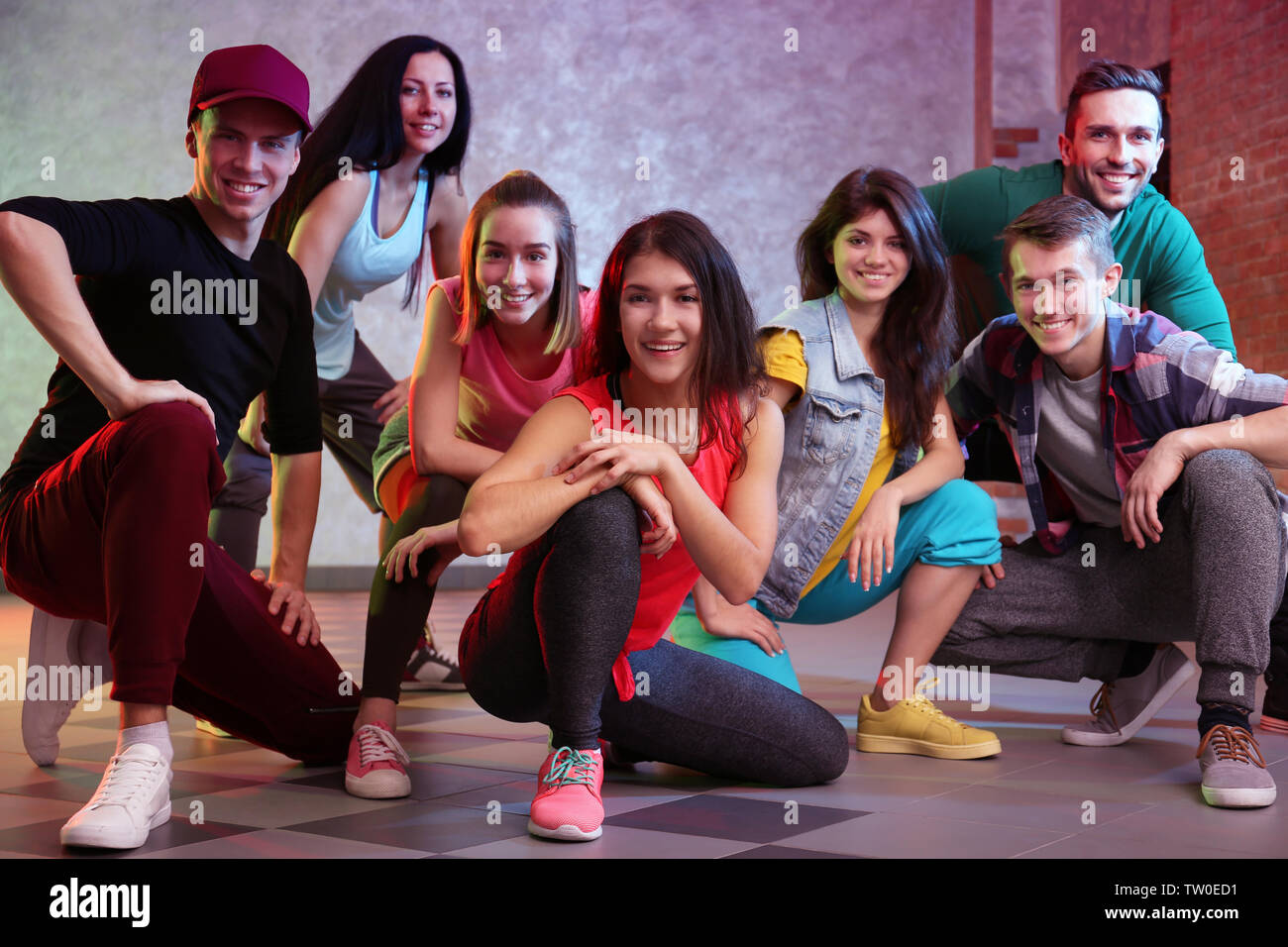 Group of young hip-hop dancers in studio Stock Photo - Alamy