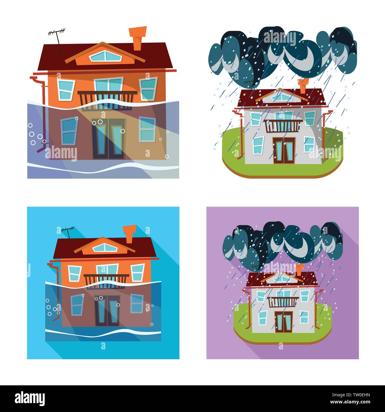 Vector illustration of weather and distress sign. Collection of weather ...