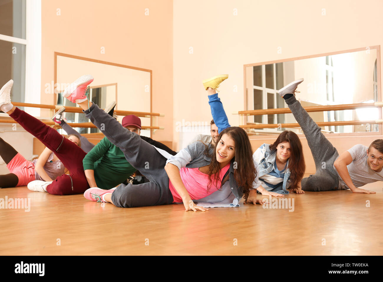 Group of young hip-hop dancers in studio Stock Photo - Alamy