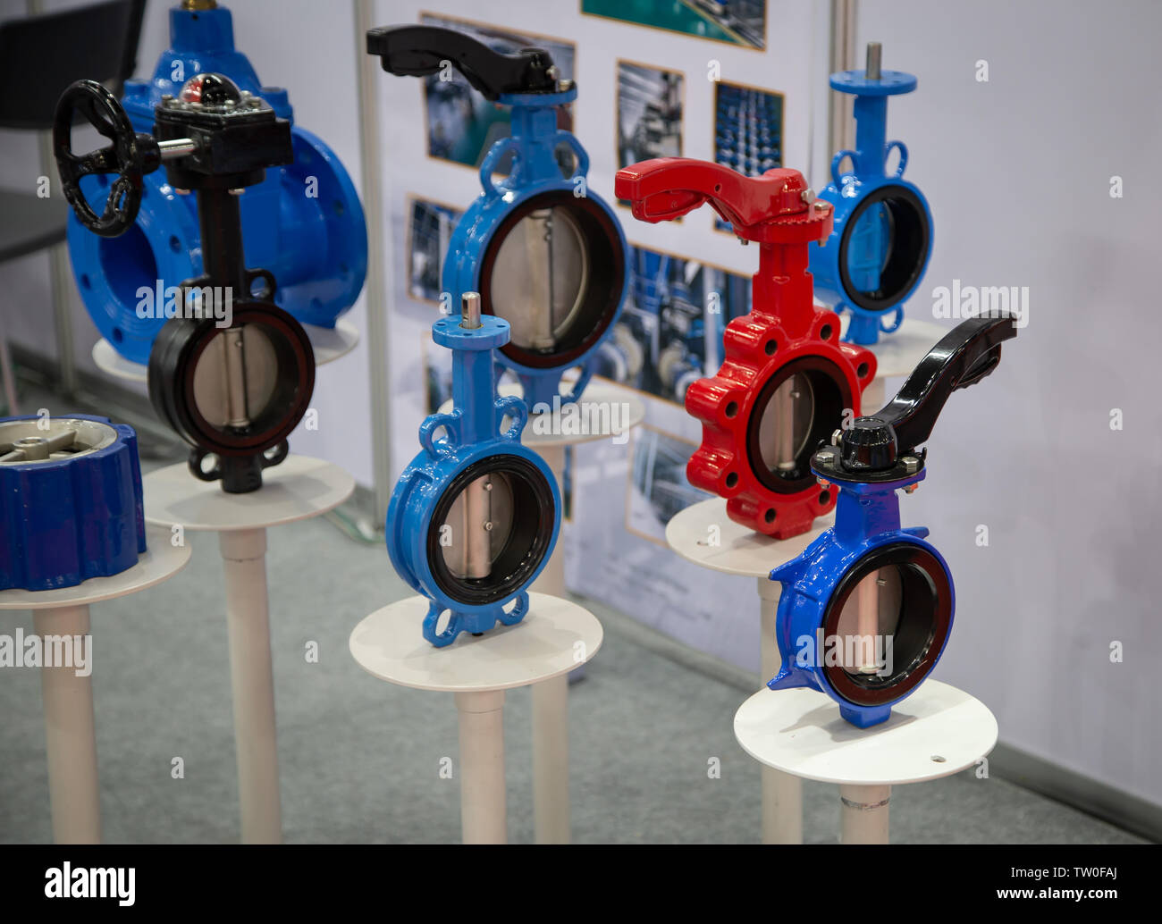Butterfly valve handwheel operated and lever operated Stock Photo Alamy
