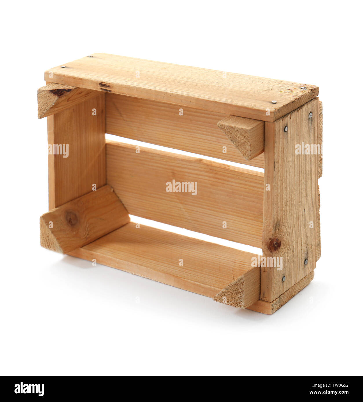 Empty wooden box isolated on white Stock Photo - Alamy