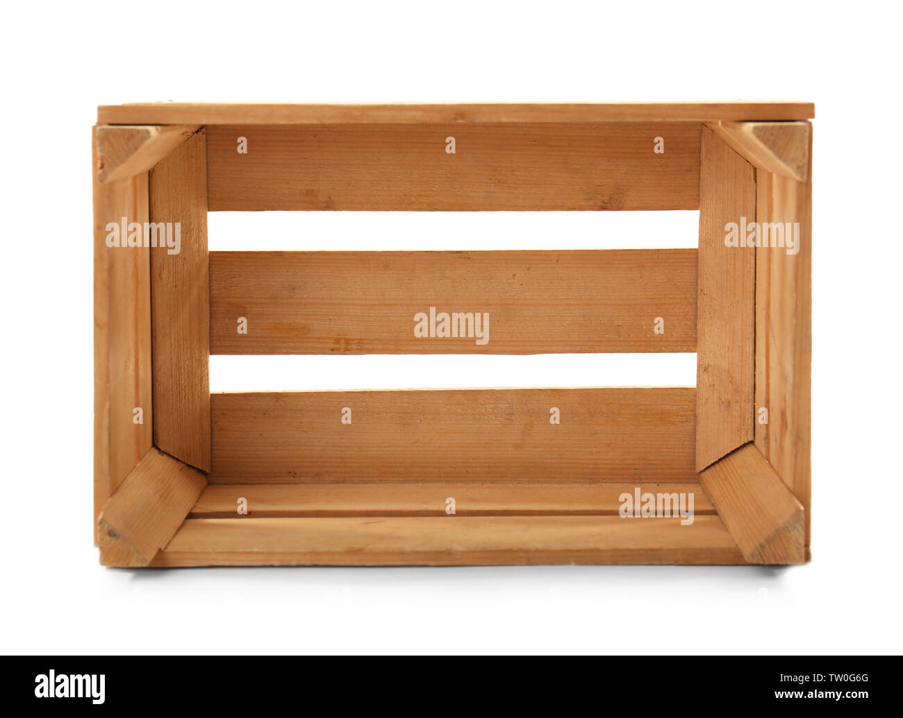 Empty wooden box isolated on white Stock Photo - Alamy