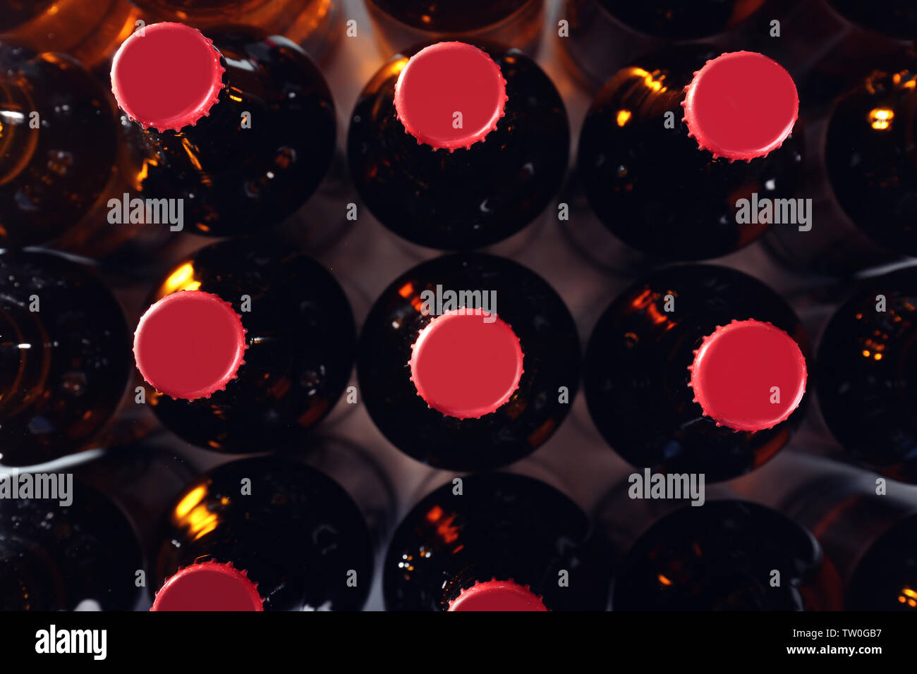 Bottles of beer, top view Stock Photo - Alamy