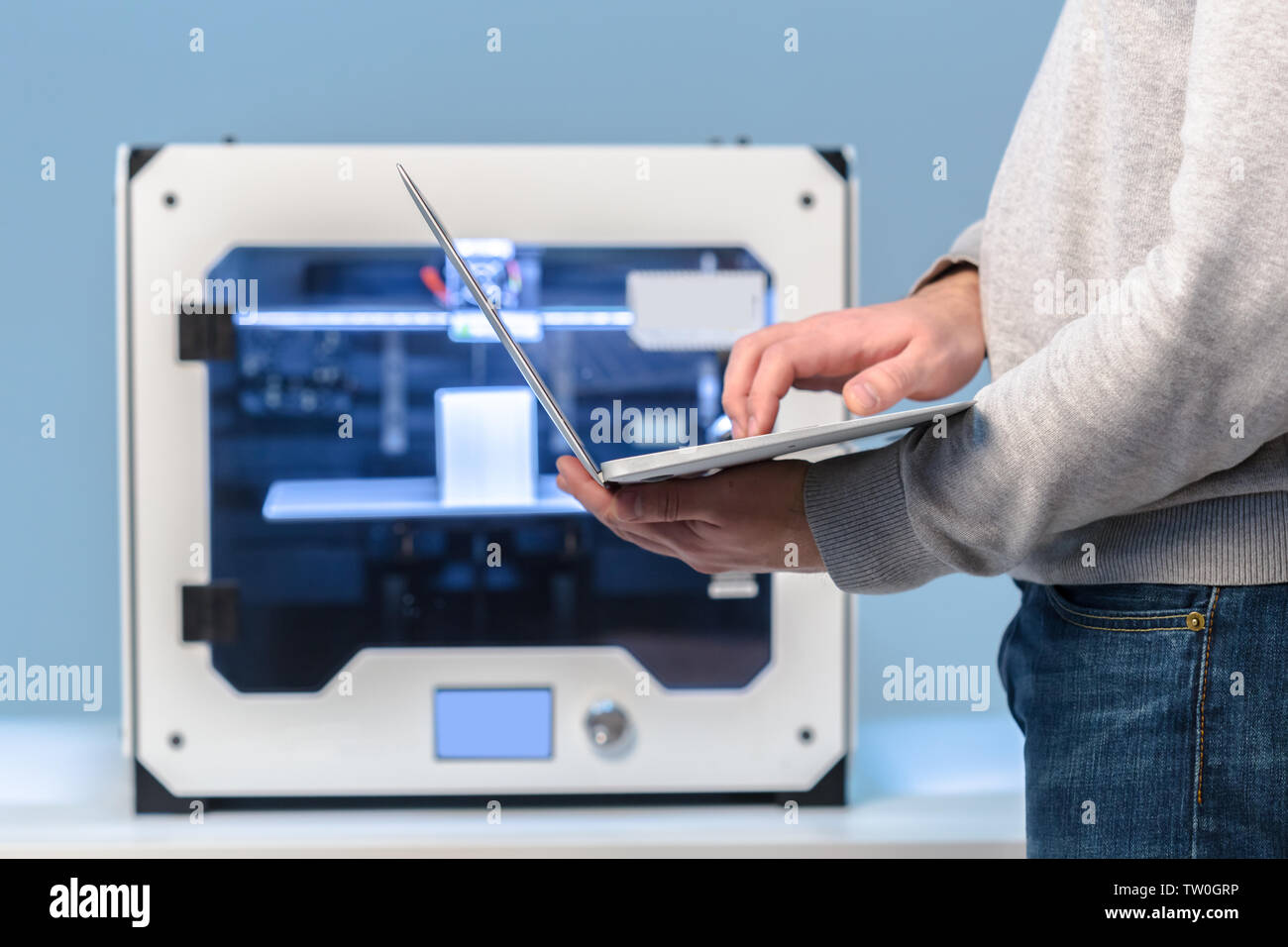 Designer Working With 3D Printer Stock Photo - Alamy