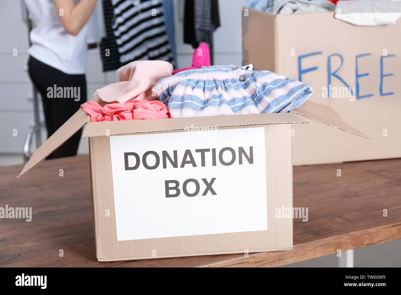 Clothing donation boxes hires stock photography and images Alamy