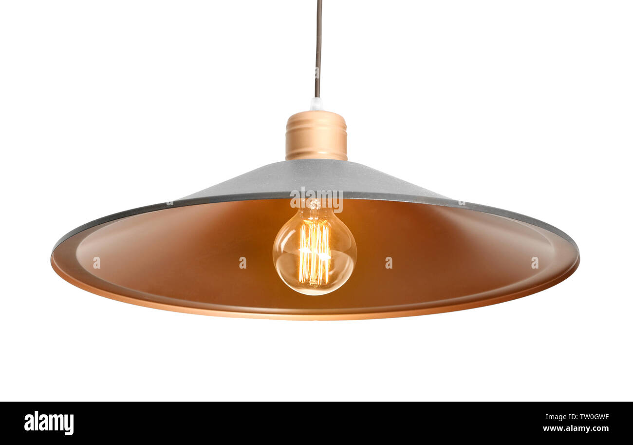 Modern pendant lamp on light background Stock Photo