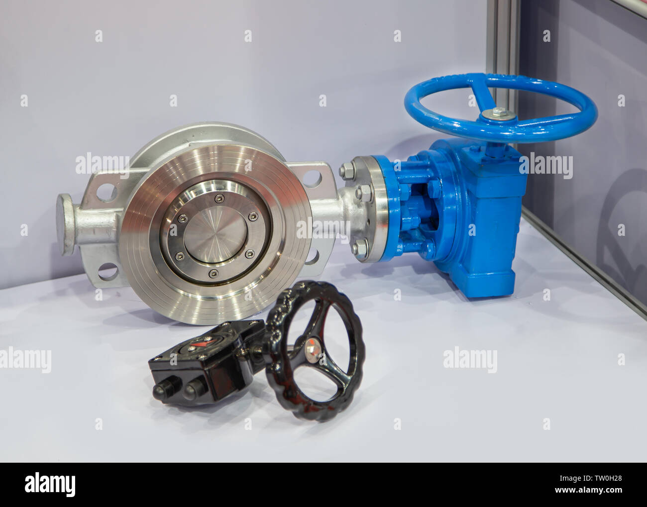 Butterfly valve equipped with manual handwheel operated Stock Photo Alamy