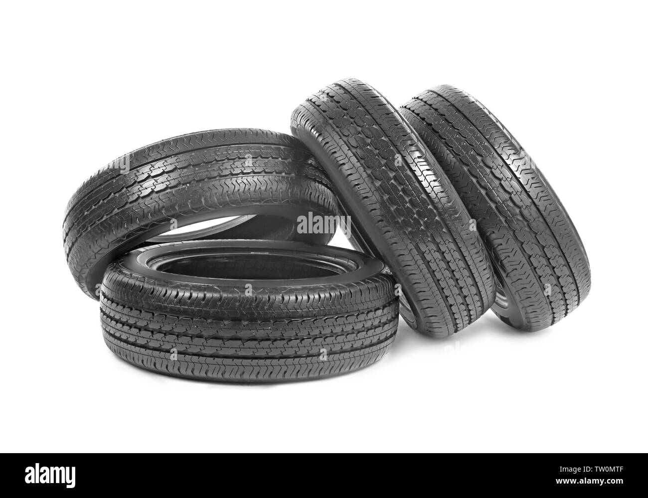 Car tires, isolated on white Stock Photo Alamy