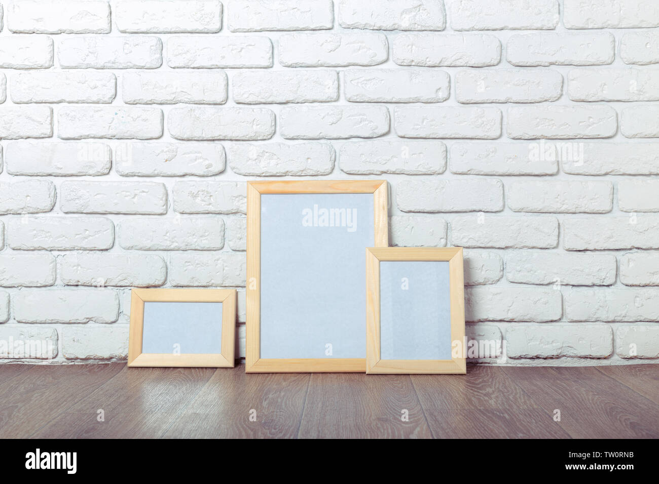 Picture frame on brick wall Stock Photo Alamy