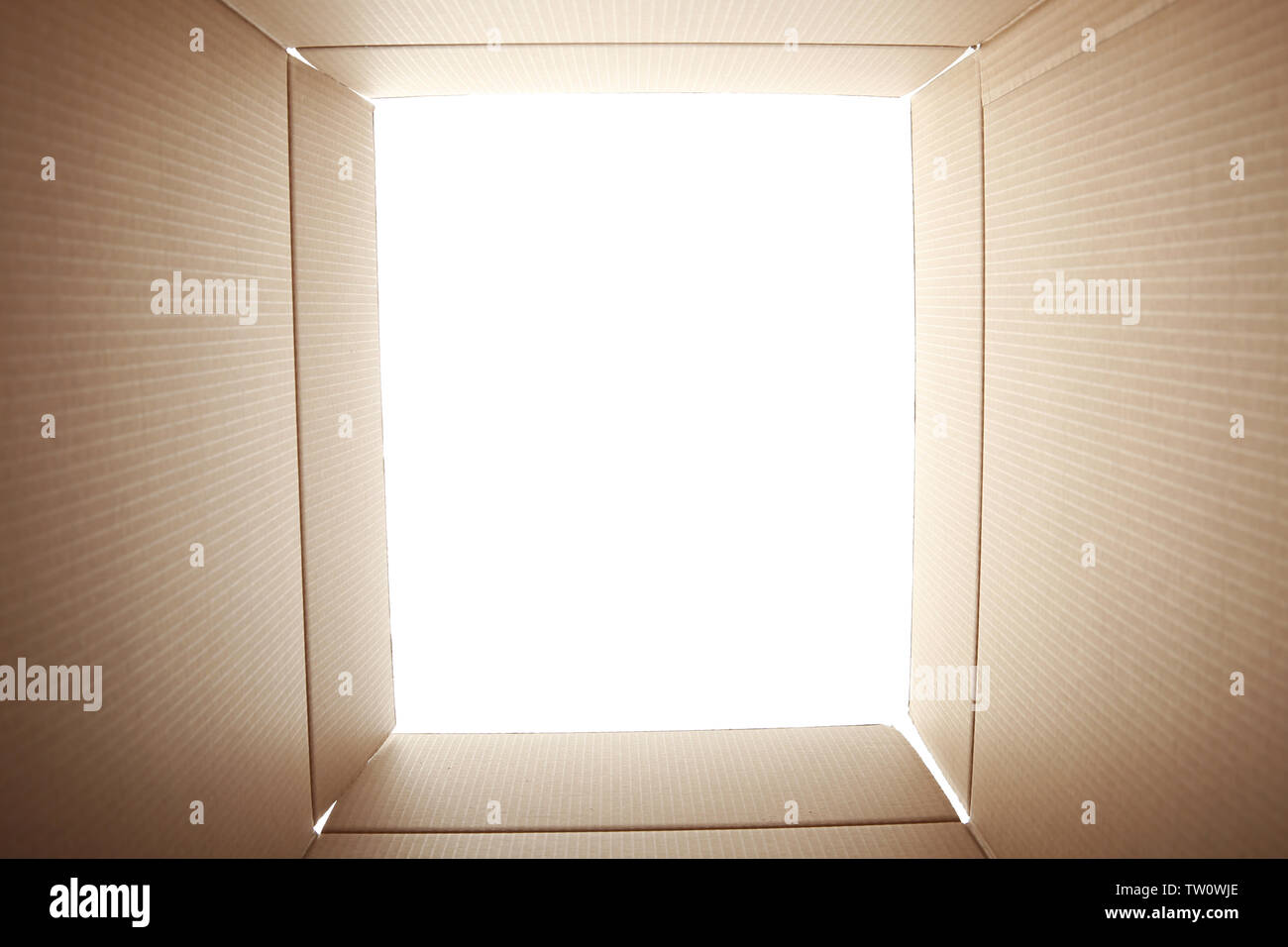 View from open carton box Stock Photo - Alamy