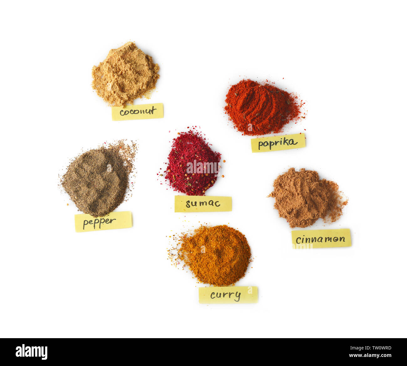 Soft Spice Notes Aromatic spices on white background Stock Photo - Alamy