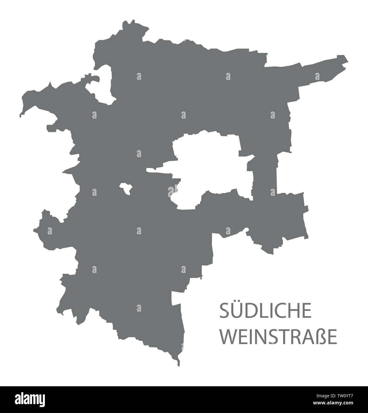 Suedliche Weinstrasse grey county map of Rhineland-Palatinate DE Stock Vector