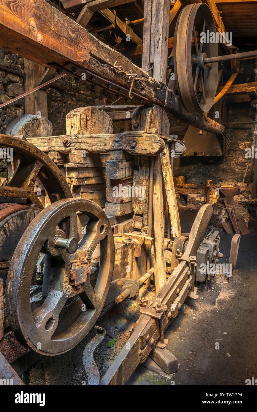 The Finch Brothers Foundry, established in 1814 and closed in 1960, was renowned for making Edge Tools and Shovels in Sticklepath, Devon. Stock Photo