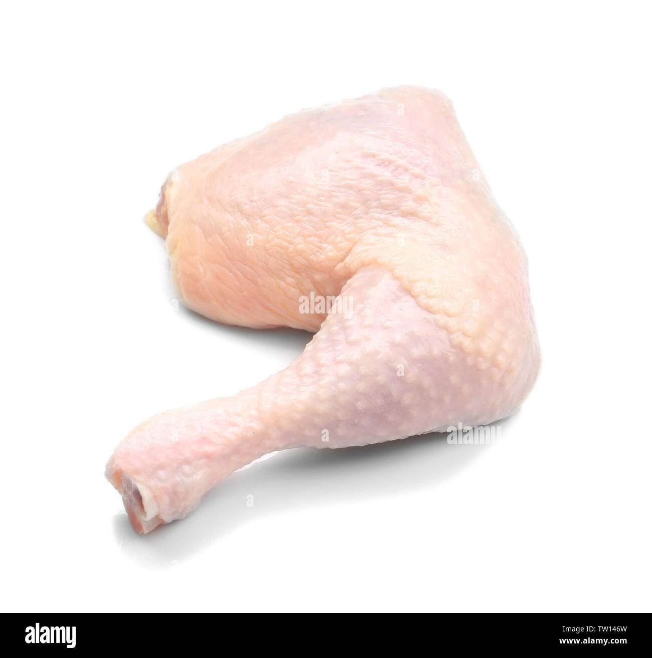 Raw chicken thigh on white background Stock Photo - Alamy