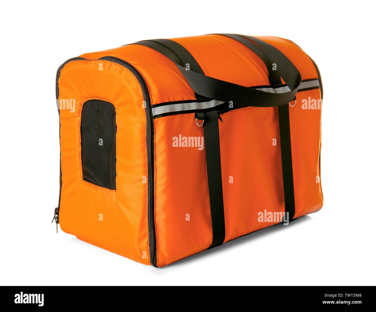 Pet carrier isolated on white Stock Photo Alamy