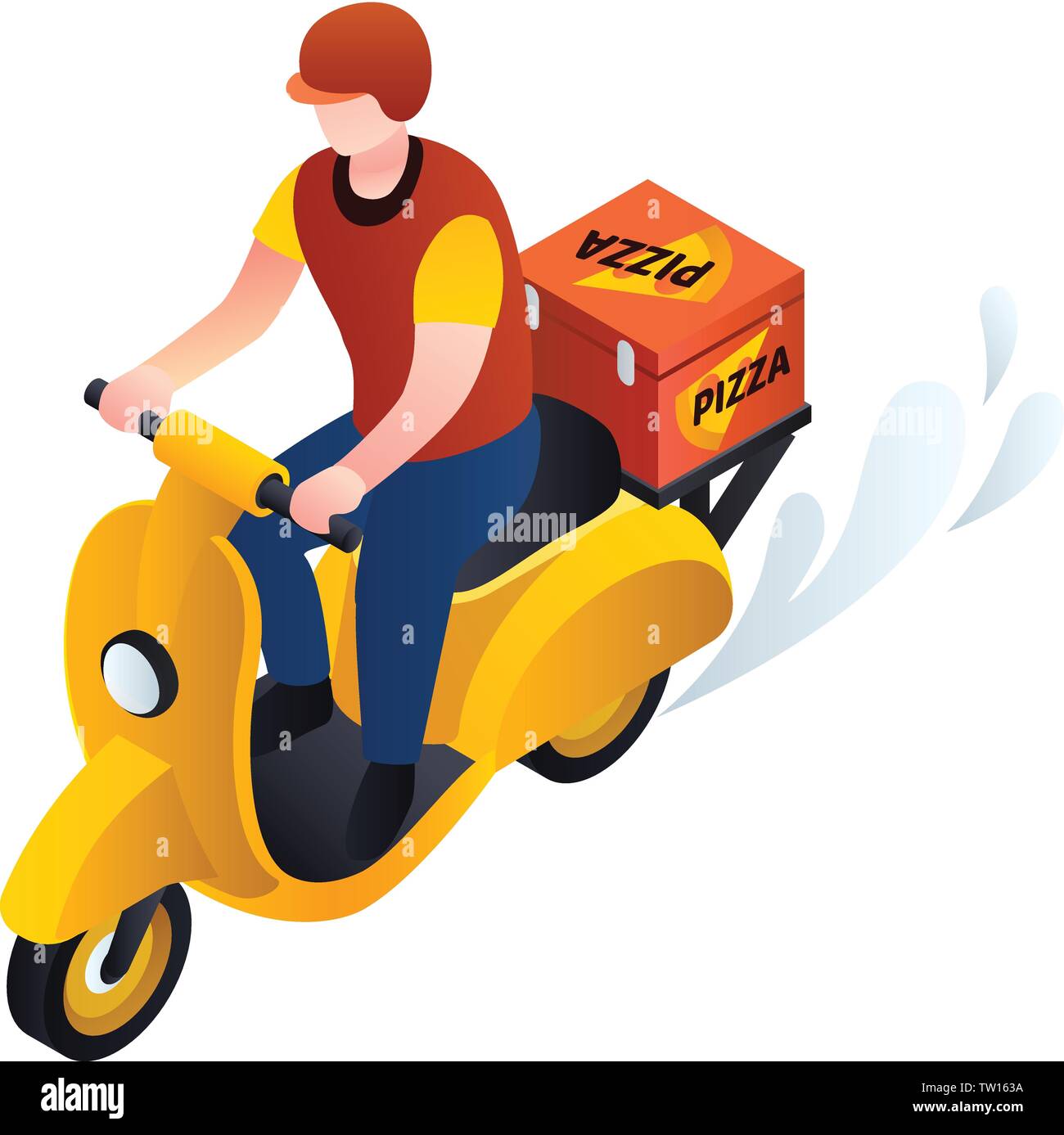 Bike pizza delivery icon. Isometric of bike pizza delivery vector
