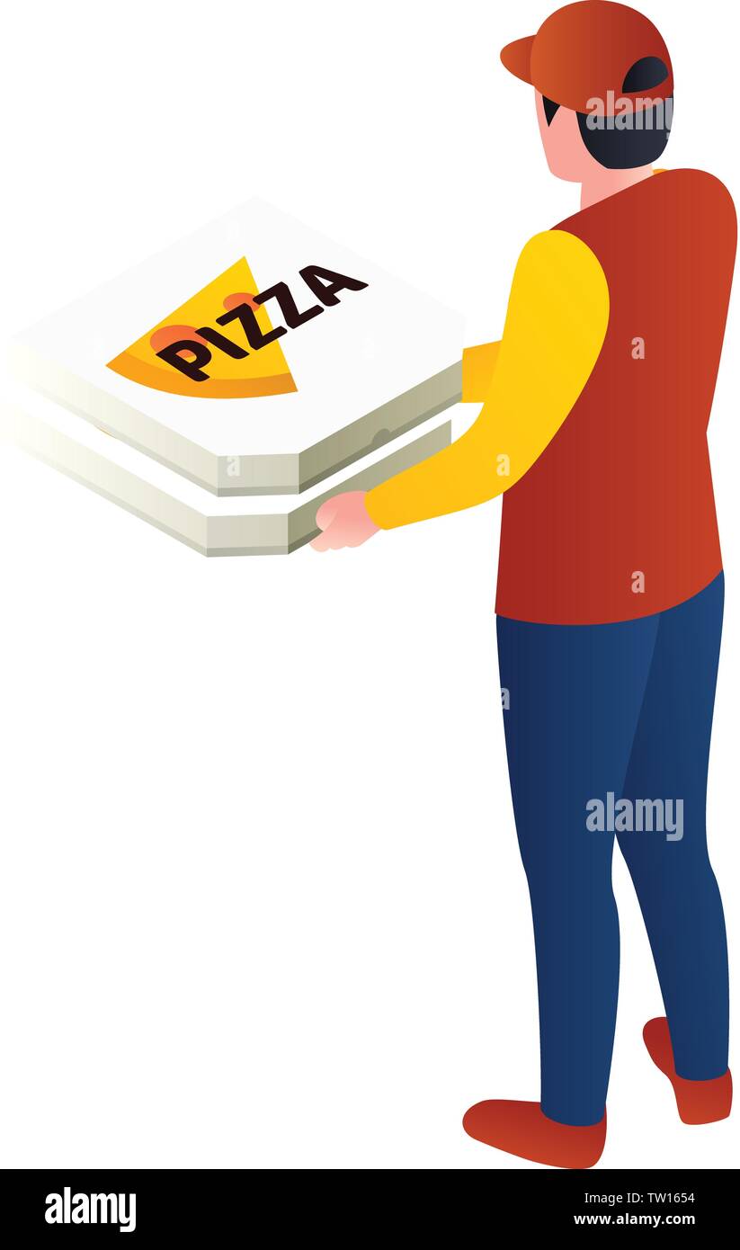 Courier delivery pizza icon. Isometric of courier delivery pizza vector ...