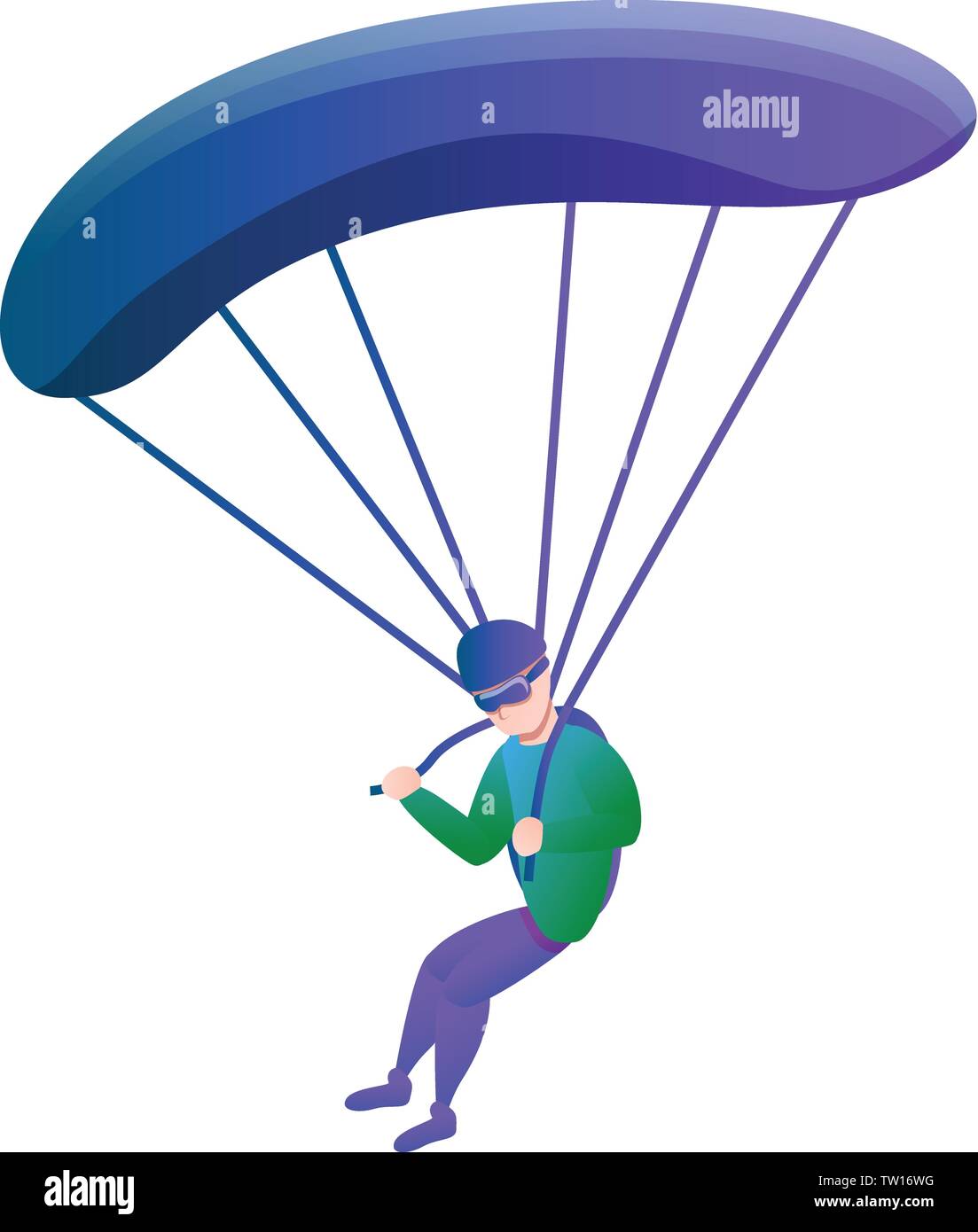 Skydiver with parachute icon. Cartoon of skydiver with parachute vector icon for web design isolated on white background Stock Vector
