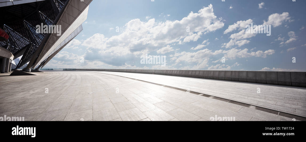 Empty floor with blue cloudsky Stock Photo