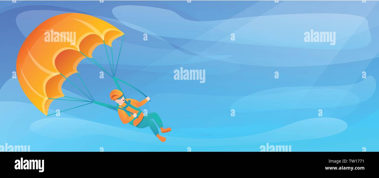 Professional parachuter concept banner. Cartoon illustration of professional parachuter vector concept banner for web design Stock Vector