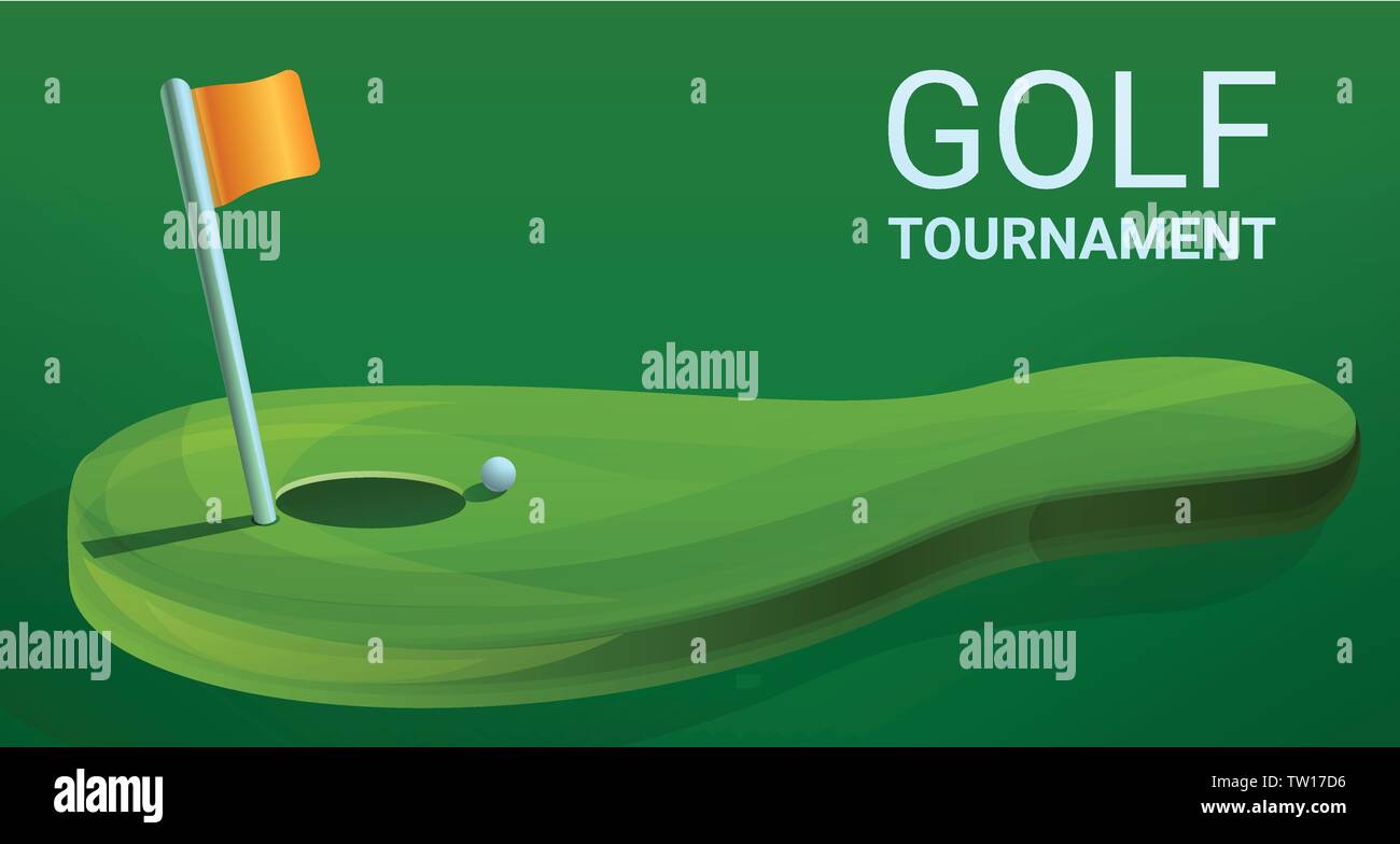 Golf tournament concept banner. Cartoon illustration of golf tournament vector concept banner
