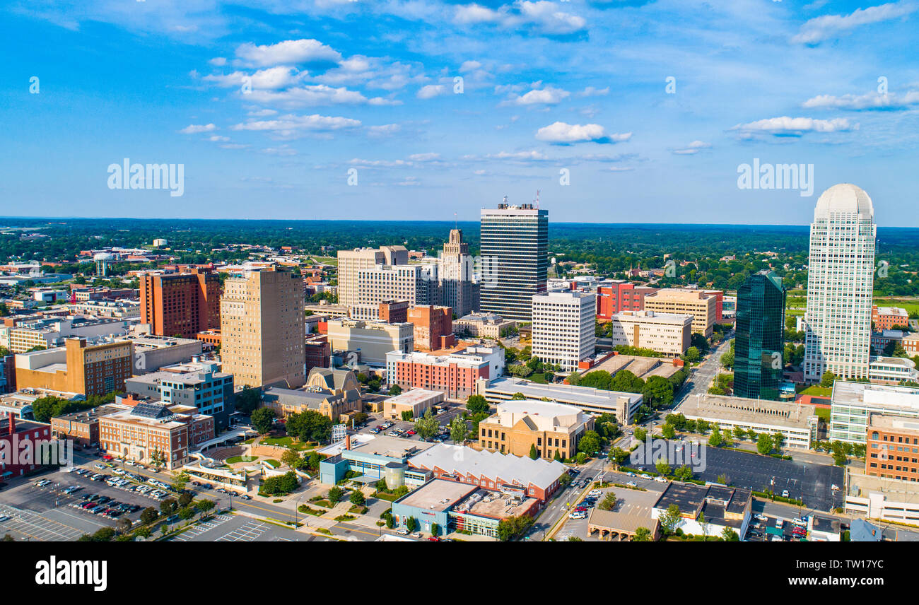 Winston-Salem North Carolina NC Drone Skyline Aerial Stock Photo - Alamy