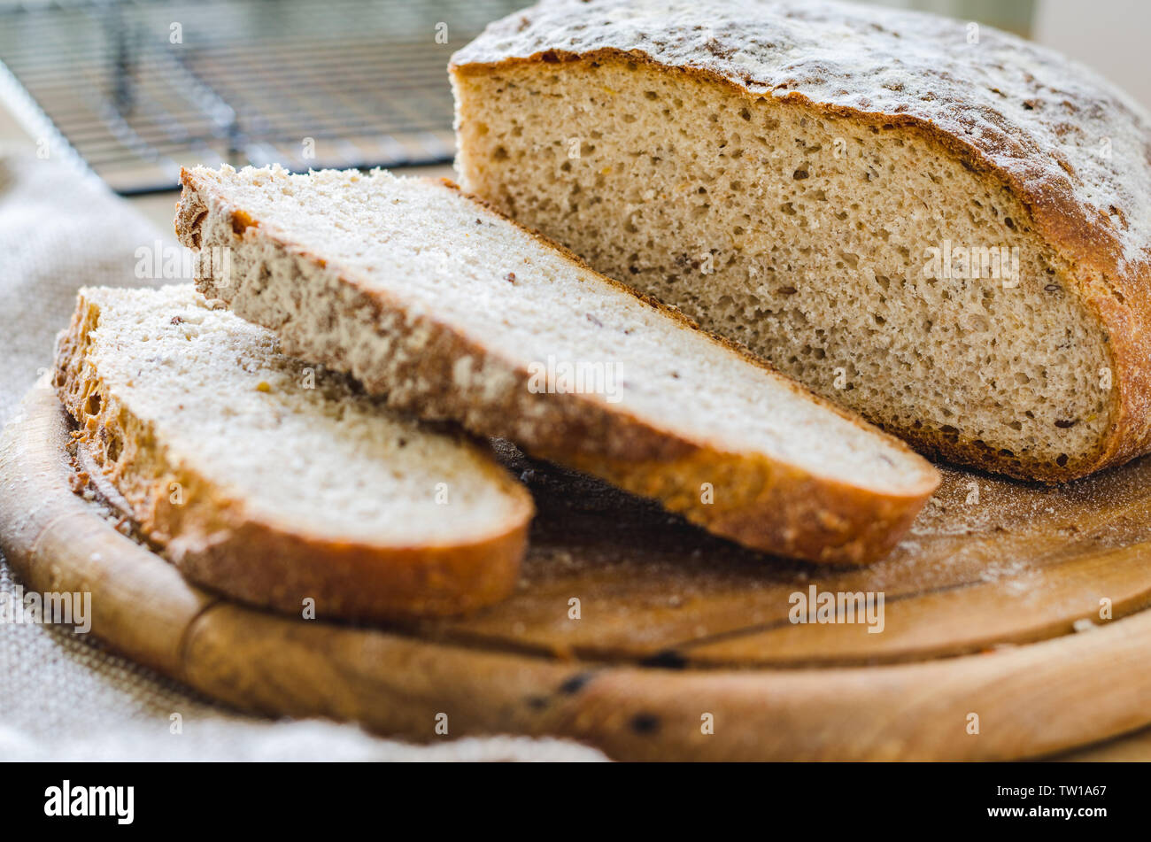Homemade Rustic Multigrain Bread Stock Photo