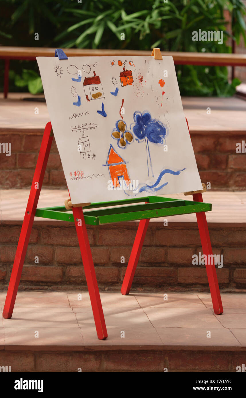 Painting on easel Stock Photo Alamy