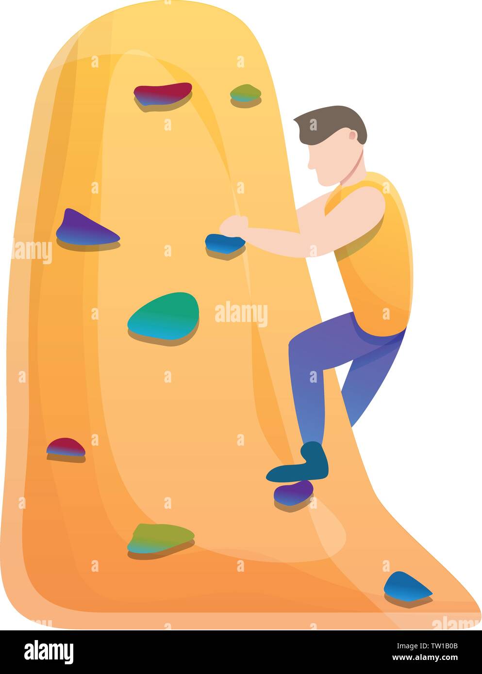 Alpinist wall climbing icon. Cartoon of alpinist wall climbing vector icon for web design isolated on white background Stock Vector