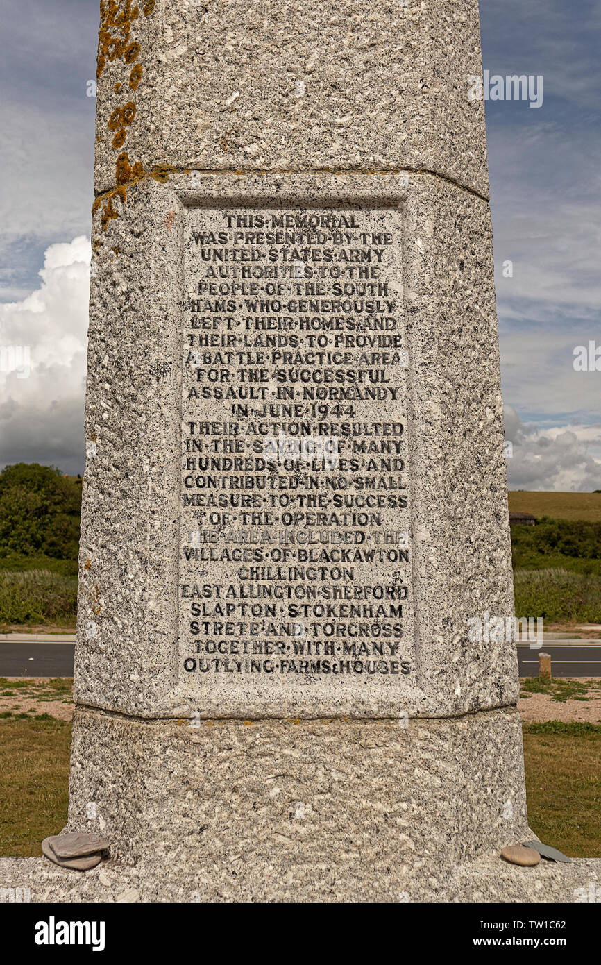 Slapton Sands Monument Beach Stock Photo Alamy