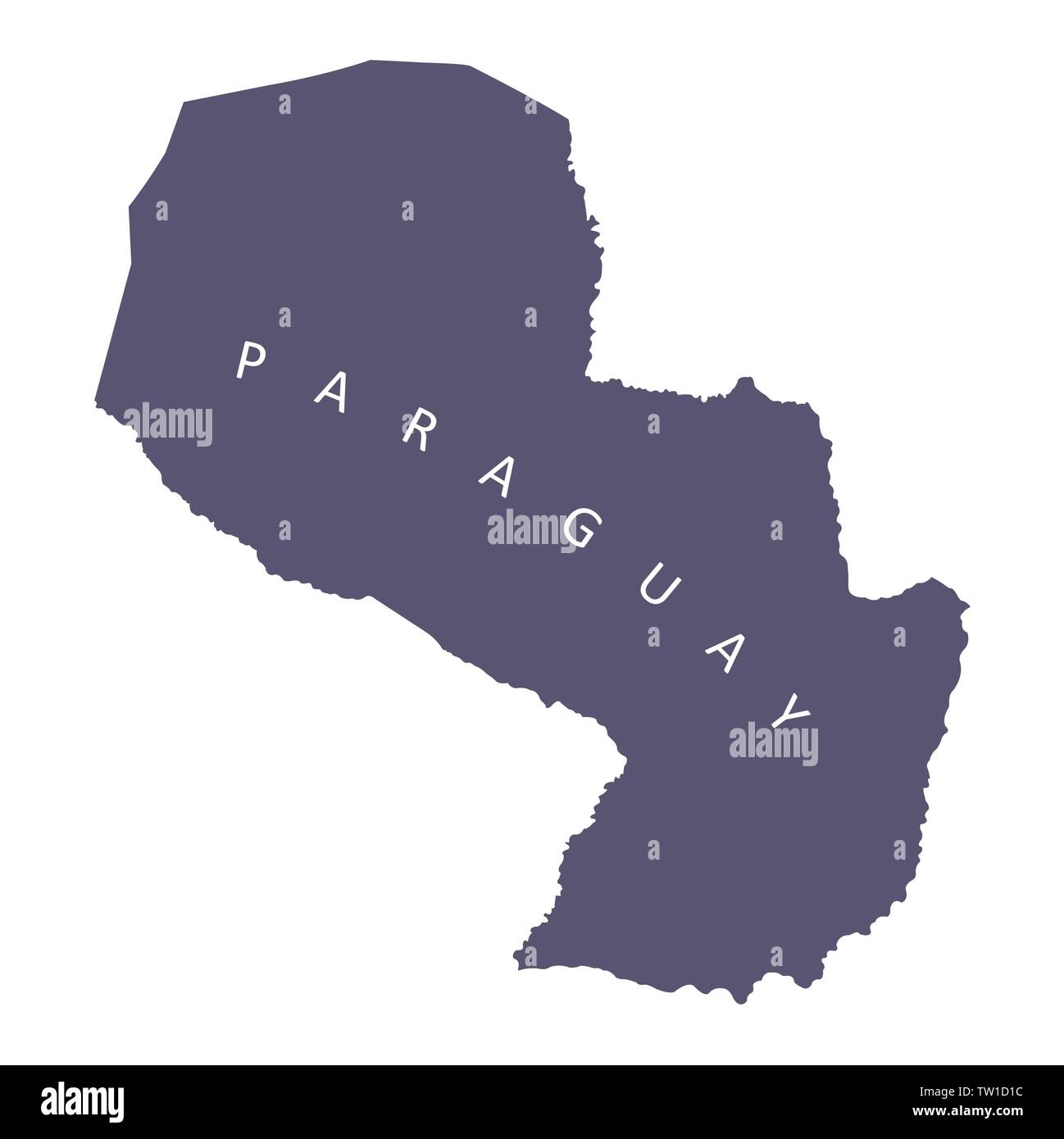 Paraguay silhouette map isolated on white background Stock Vector