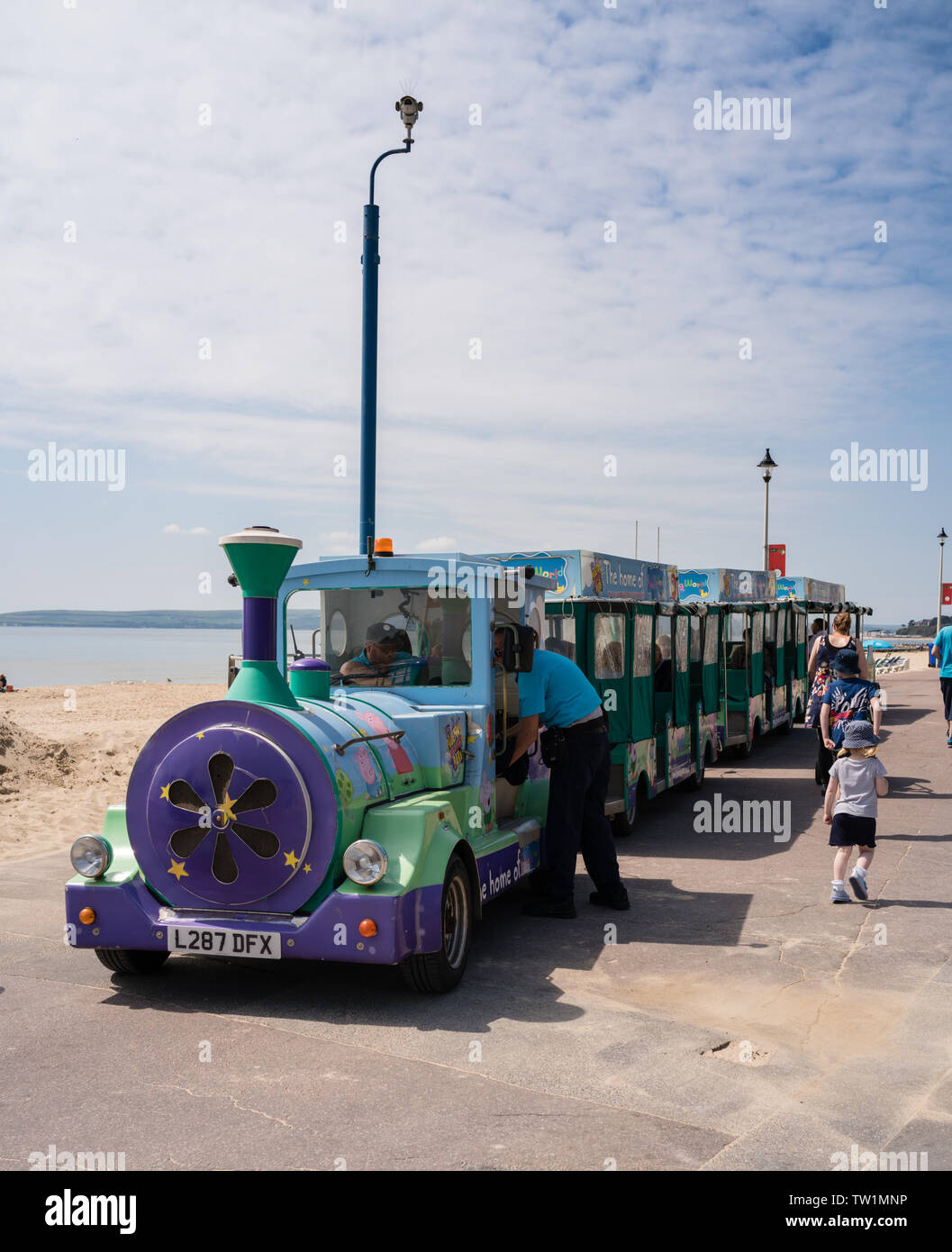 Tourist train on the seafront promenade Bournemouth Stock Photo Alamy