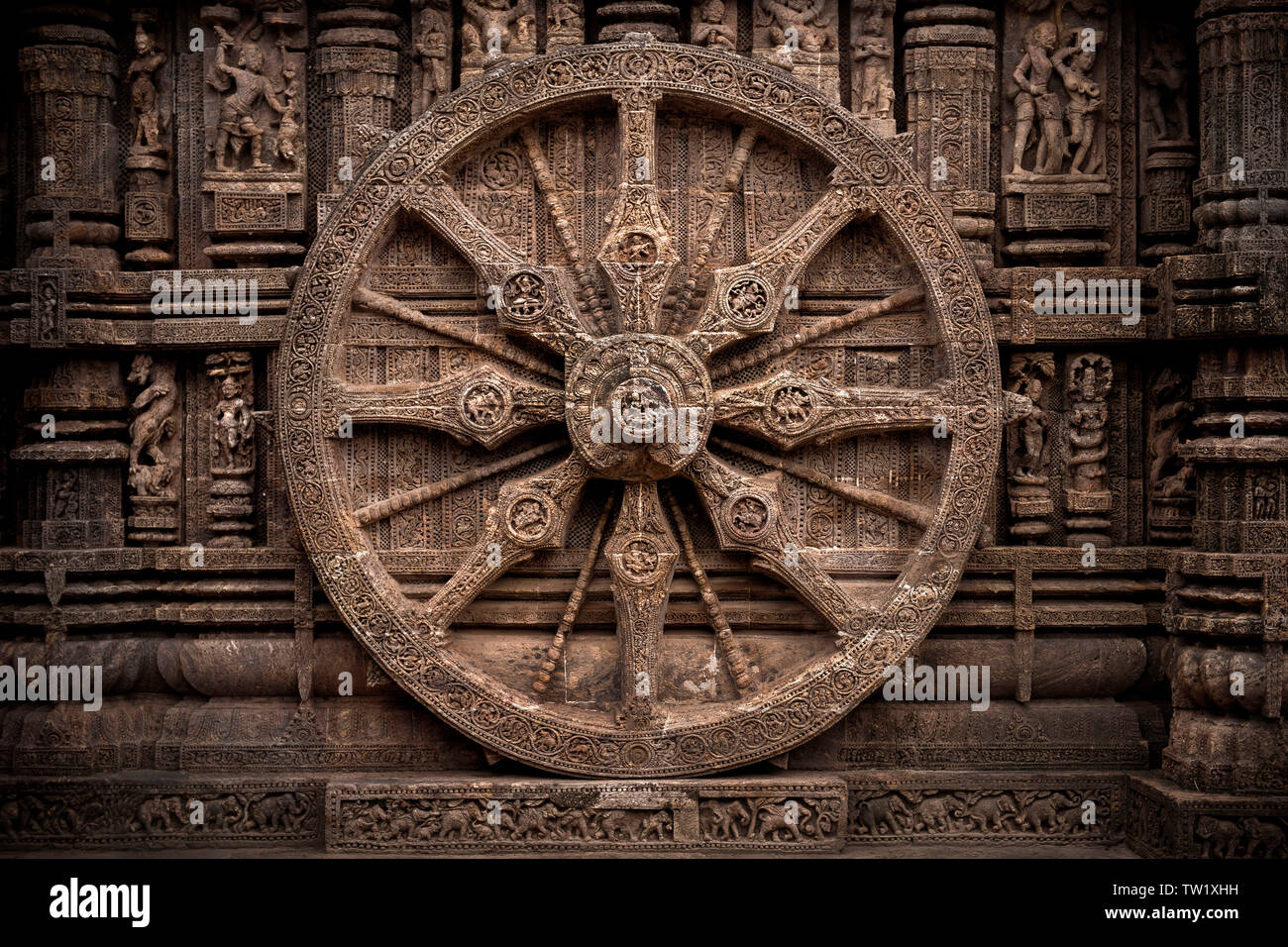 Chariot Wheel of Konark Temple Stock Photo