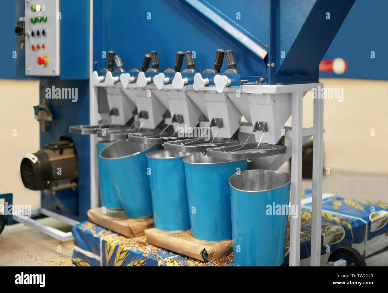 Grain separator on agricultural exhibition Stock Photo