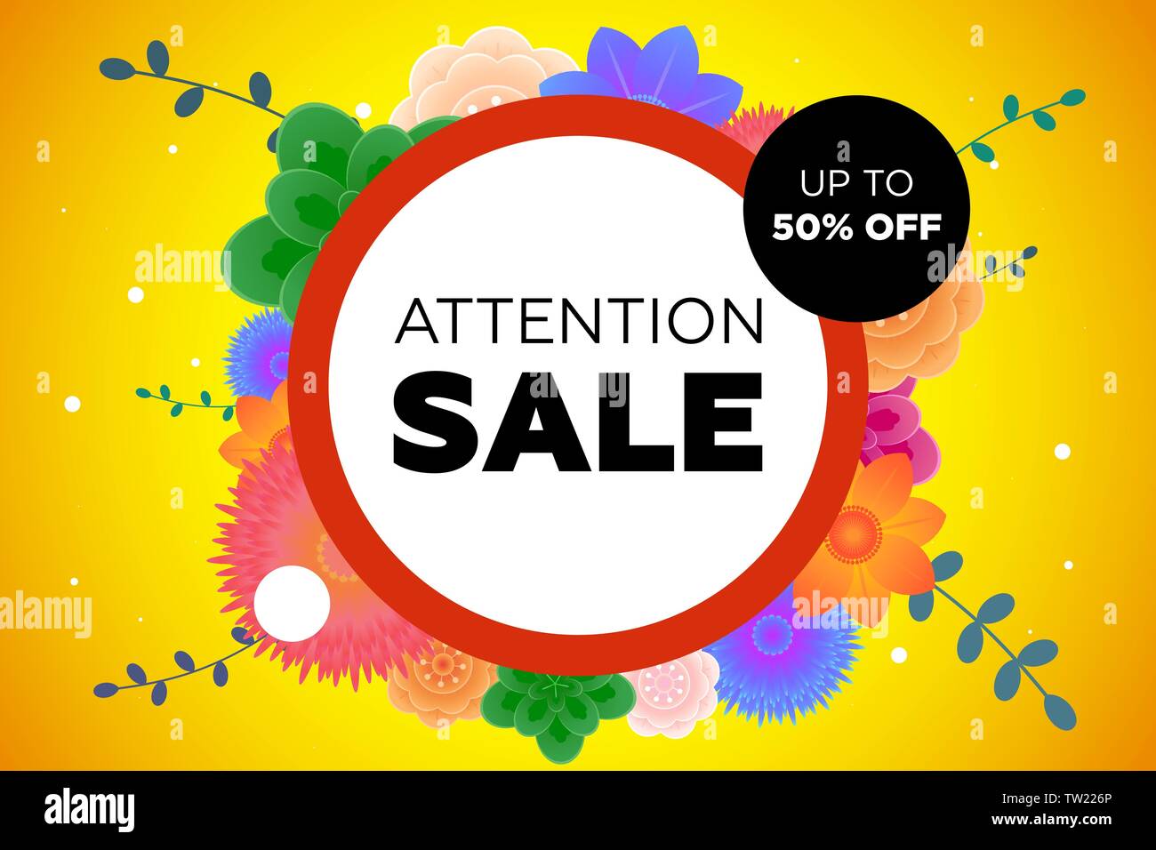 https://c8.alamy.com/comp/TW226P/attention-sale-offer-promotion-banner-with-beautiful-flowers-and-grass-up-to-50-percent-off-discount-poster-mockup-for-magazine-advertising-web-site-TW226P.jpg