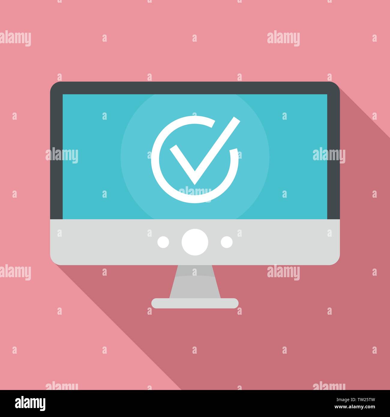 Computer monitor online vote icon. Flat illustration of computer ...