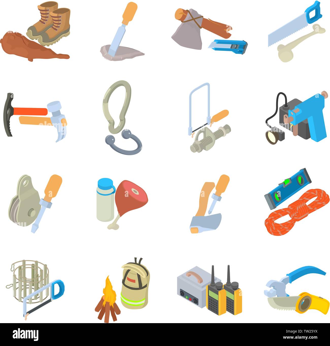 Expedition icons set, isometric style Stock Vector