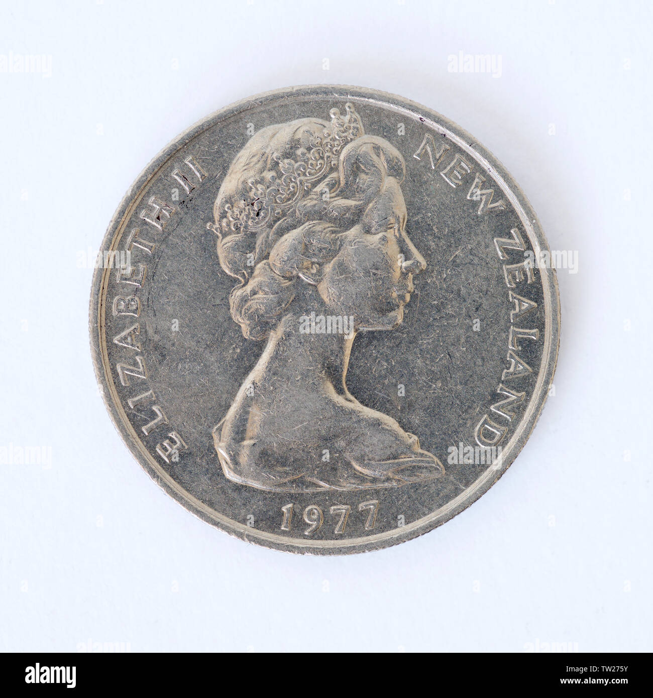 New Zealand 20 Cents Elizabeth II Coin 1977 Stock Photo Alamy