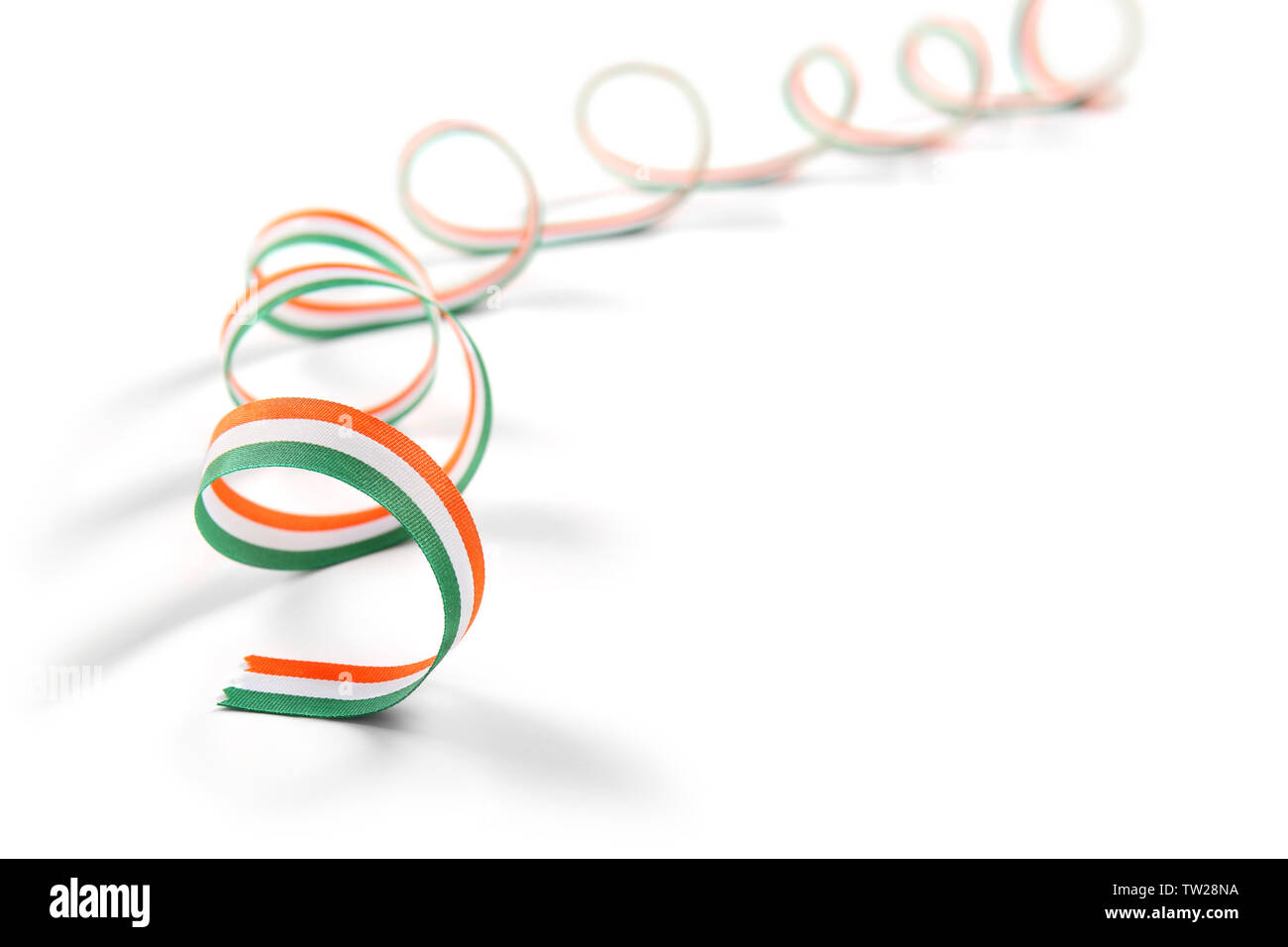 Ribbon in colors of Indian flag on white background Stock Photo - Alamy