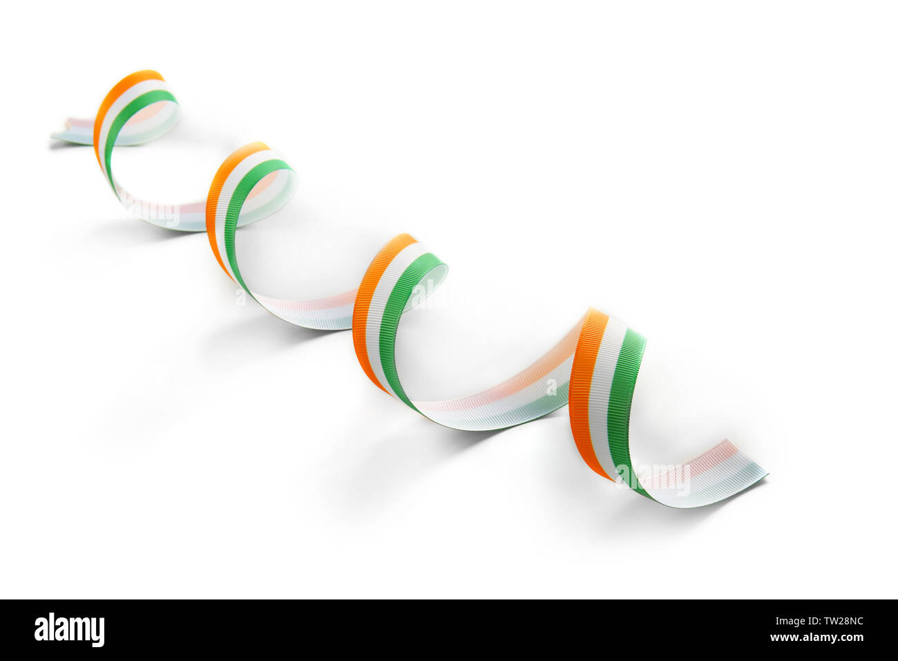 Ribbon in colors of Indian flag on white background Stock Photo - Alamy