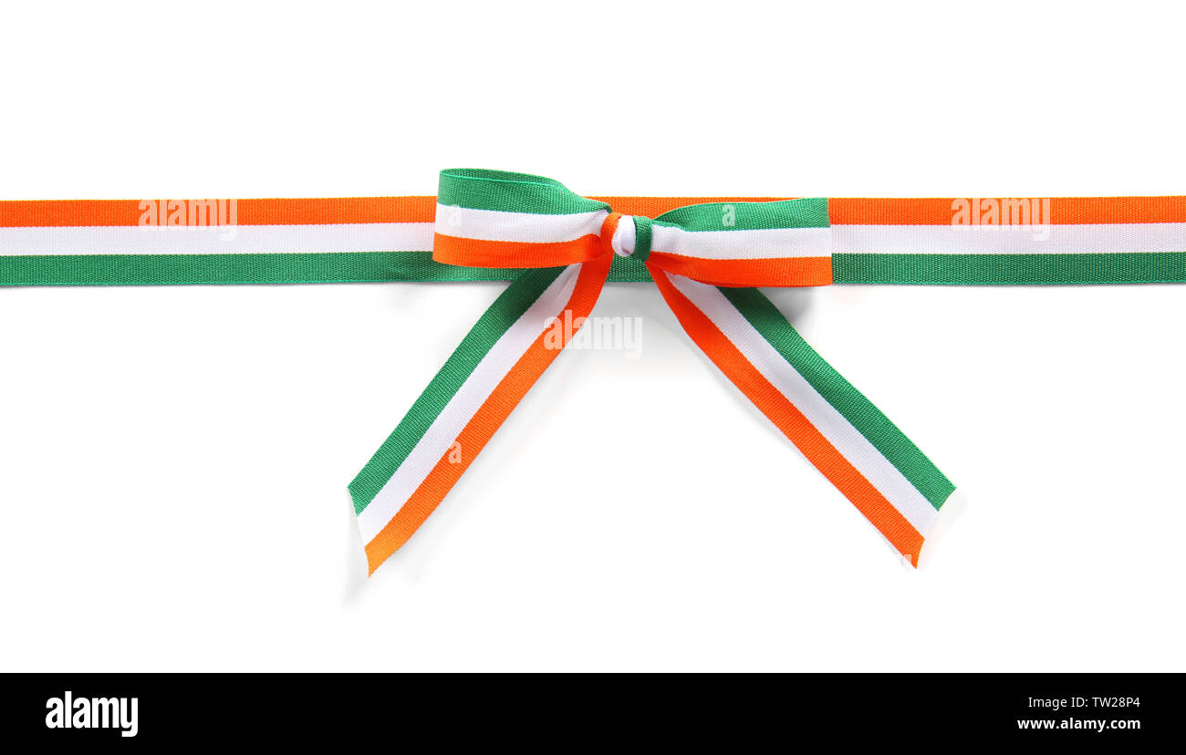 Ribbon in colors of Indian flag on white background Stock Photo - Alamy