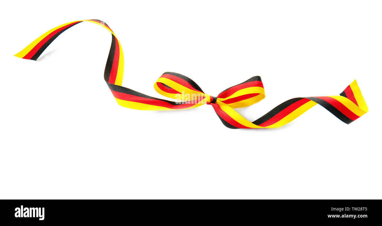 German Fly Ribbon Ribbon in colors of German flag on white background Stock Photo - Alamy
