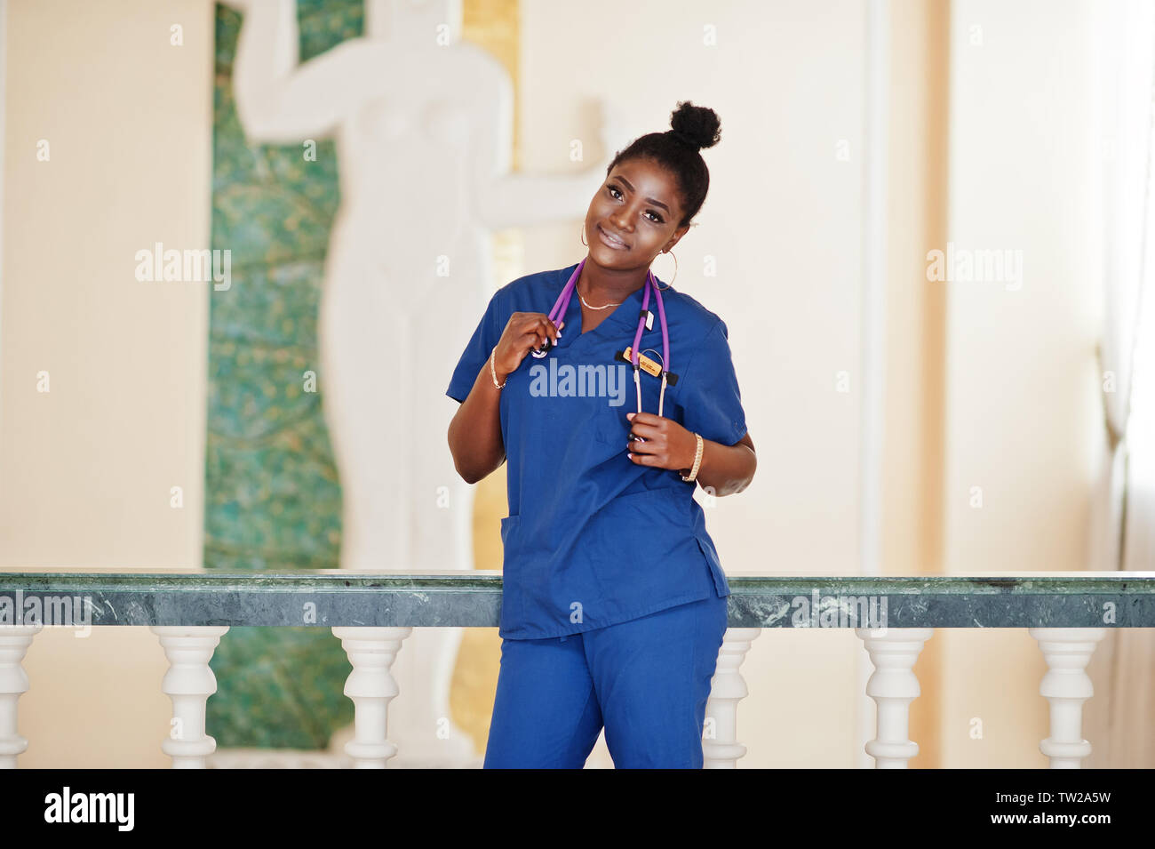 Professional african female doctor at the hospital. Medical healthcare business and doctor service of Africa. Stock Photo