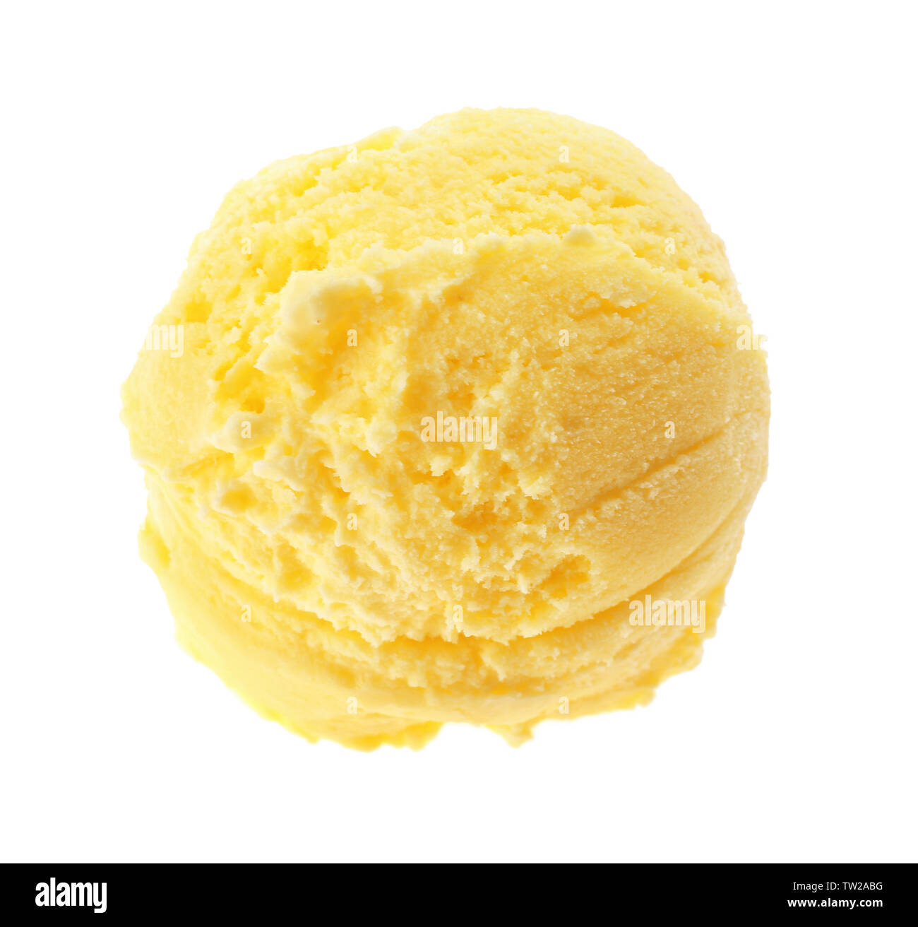 Scoop of lemon ice cream on white background Stock Photo Alamy