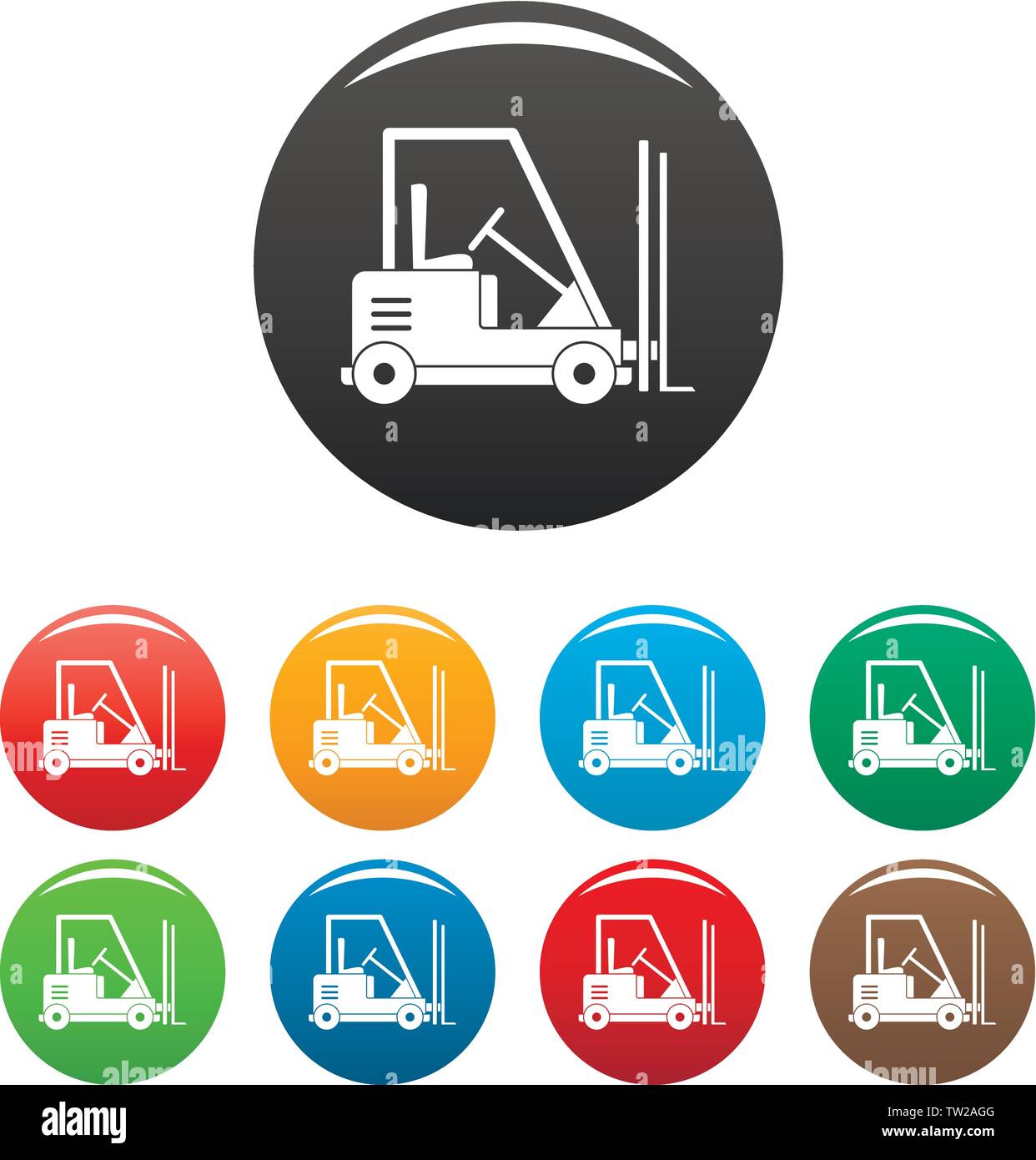 Forklift icons set 9 color vector isolated on white for any design Stock Vector