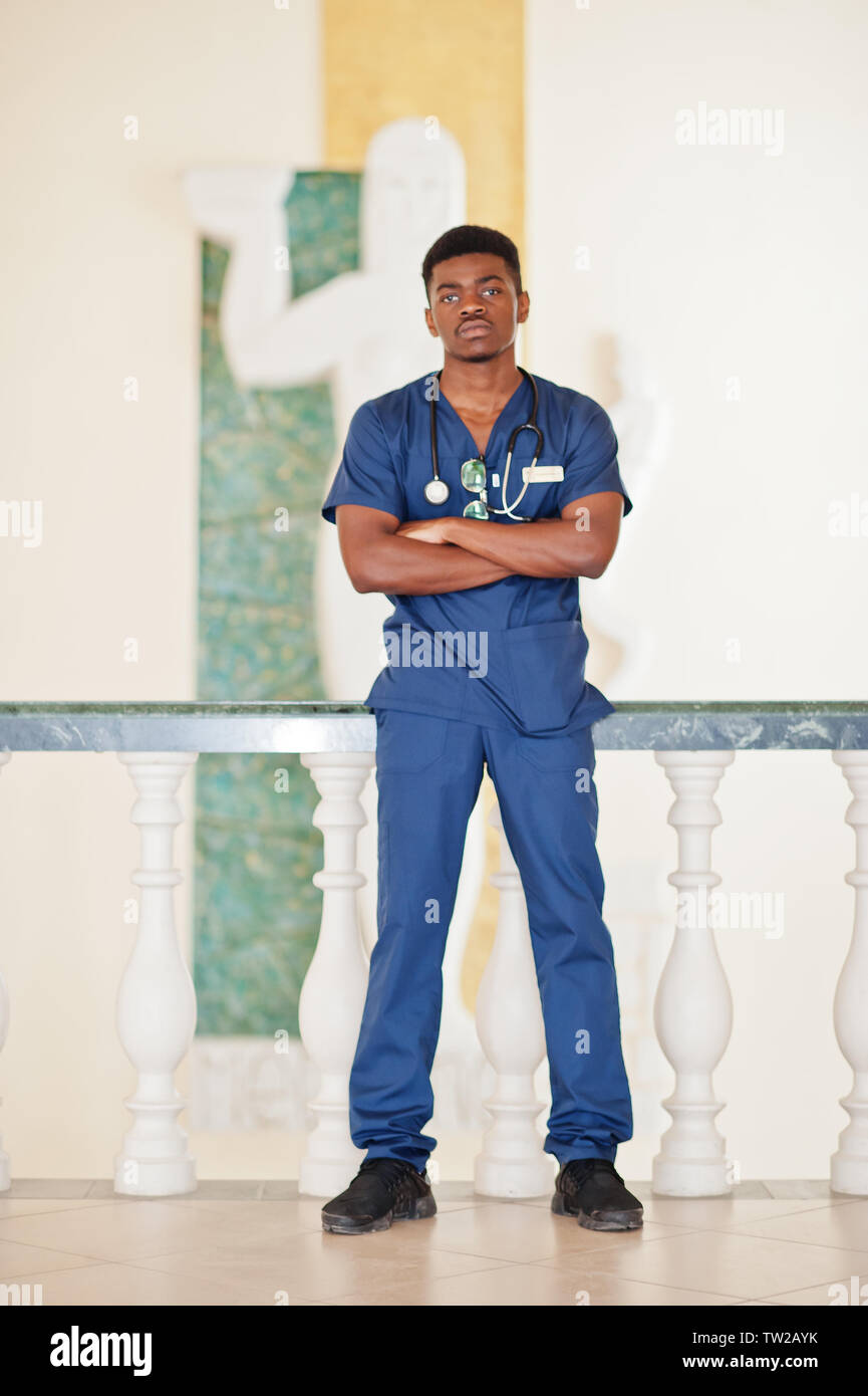 Professional african male doctor at the hospital. Medical healthcare business and doctor service of Africa. Stock Photo